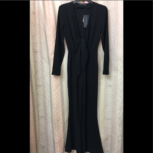 Zara Plunging Neckline Jumpsuit Black - Picture 5 of 6